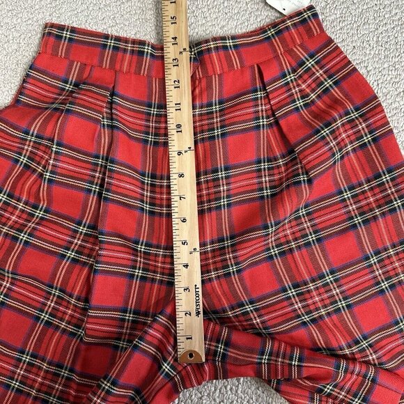 Michele Tartan Plaid Pleated Shorts Womens Size 10 Red NOS Vintage Preppy New - Picture 11 of 16